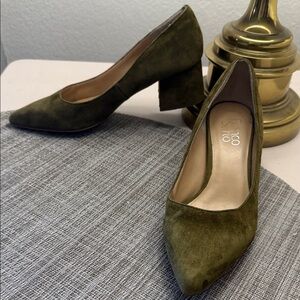 Franco Sarto Olive Green Suede  Women's Pumps